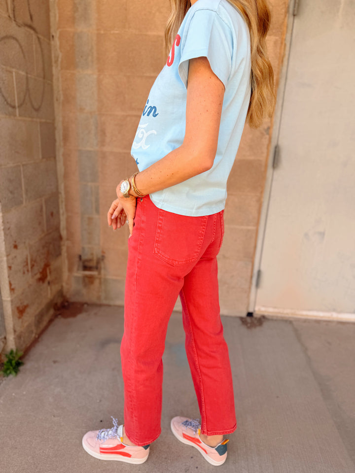 Good American | Good Icon Ankle Jeans - Cherry Red