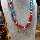 MCS Bubble Scarf Necklace | Red/Blue Print