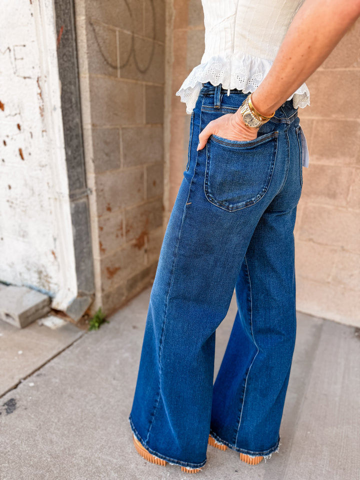 Good American | Soft Tech Good Waist Palazzo Jeans - Indigo