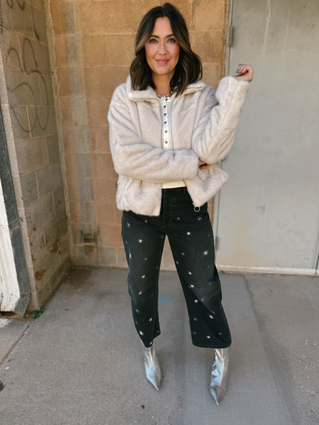 We The Free | Deep Trance Shine Embroidered Dropped Boyfriend Jeans - Starry Night