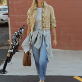 Perfect White Tee | Paloma Canvas Crop Utility Jacket - Warm Ochre
