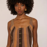 Love The Label | Lenora Top - Brown Panel Denim