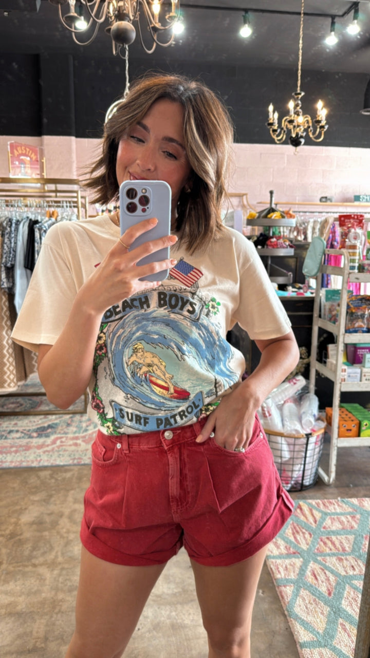 Daydreamer | Beach Boys Surf Patrol Boyfriend Tee- Dirty White