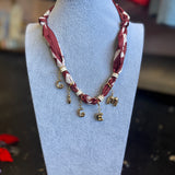 Gig Em Bubble Scarf Necklace | Maroon/White