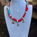 MCS Bubble Scarf Necklace | Red/Blue Print