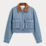 Good American | The Denim Swing Cropped Jacket - Amber