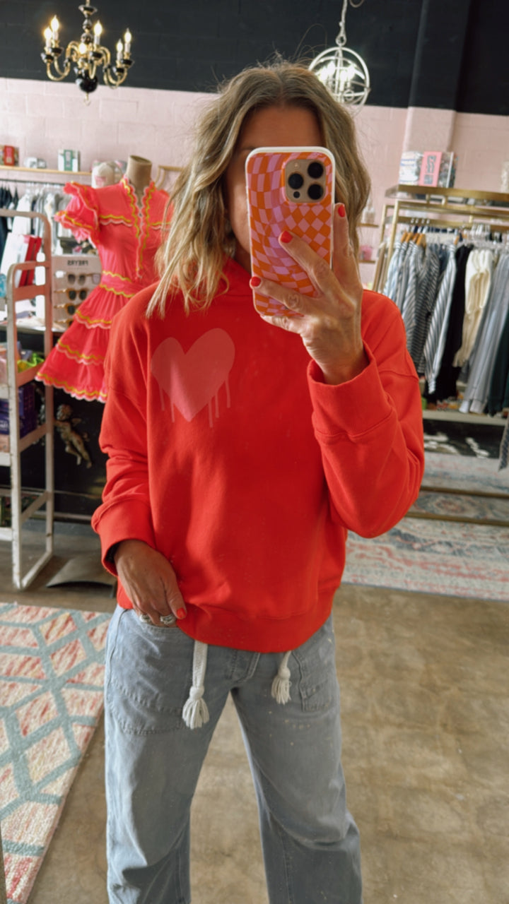 Kerri Rosenthal | Boyfriend Drippy Heart Hoodie - Cherri Red