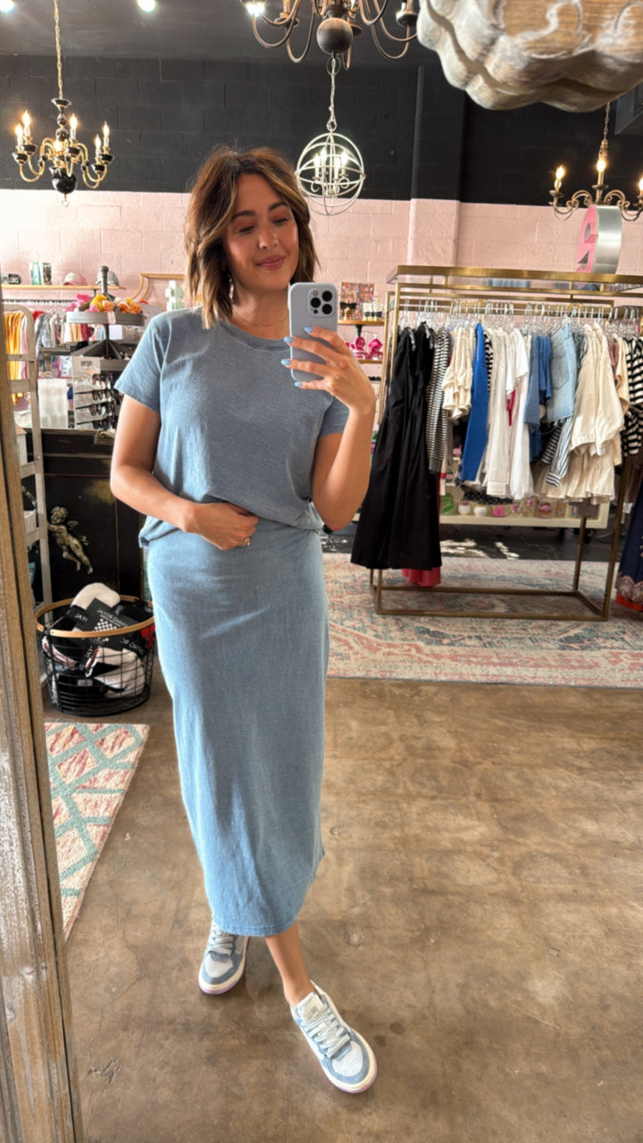 Z Supply | Gail Jersey Denim Midi Skirt - Indigo