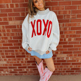LivyLu | XOXO Valentine's Day Gray Reversible Mock Neck Sweatshirt