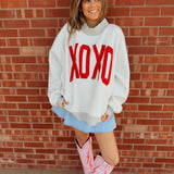 LivyLu | XOXO Valentine's Day Gray Reversible Mock Neck Sweatshirt