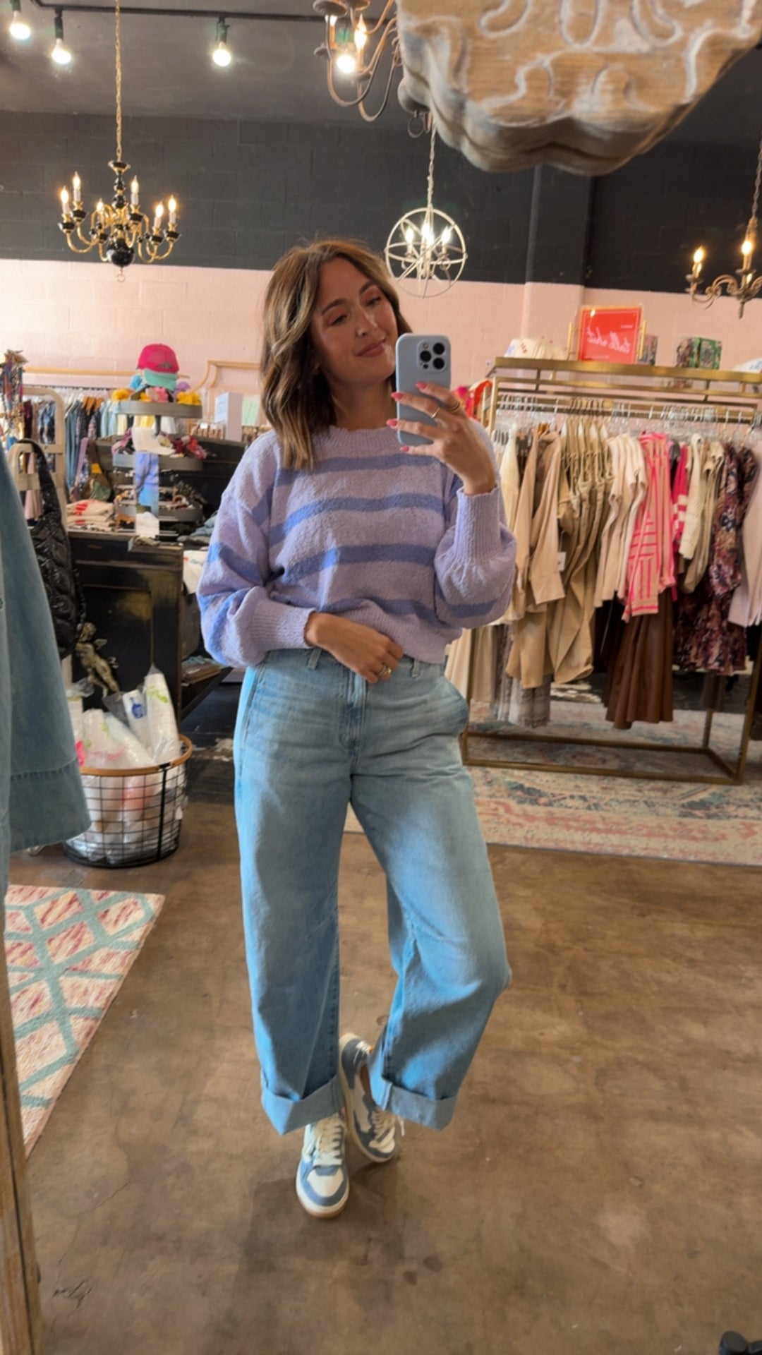 Rowan Striped Sweater Top - Lilac Periwinkle