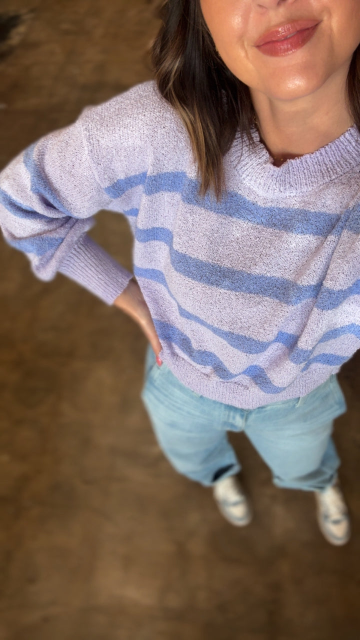 Rowan Striped Sweater Top - Lilac Periwinkle