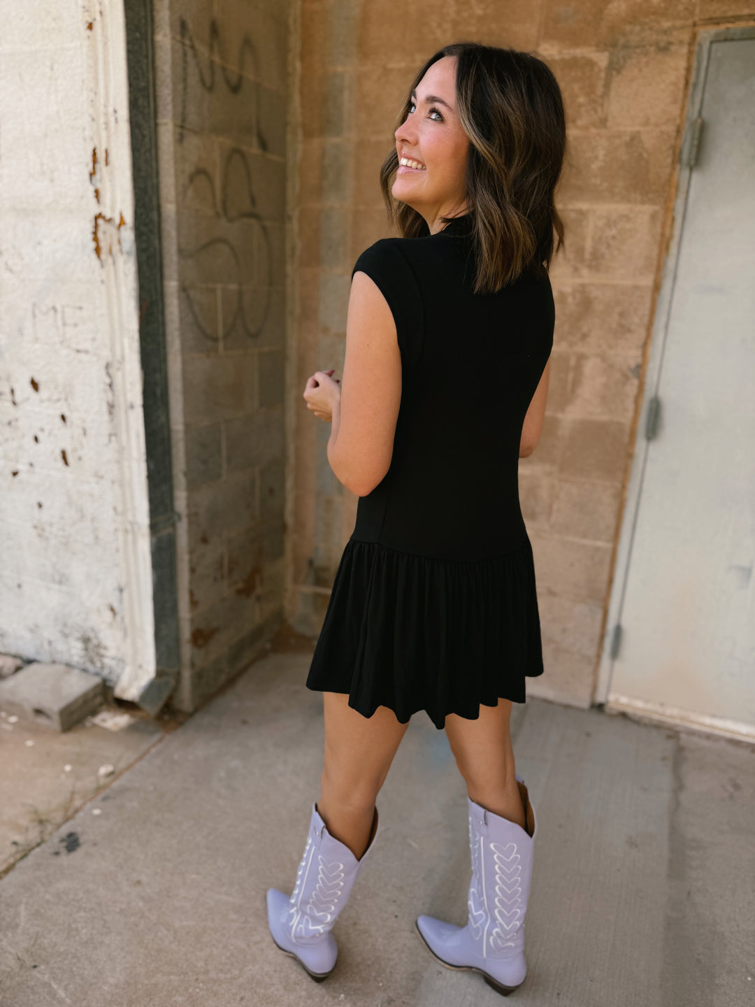 Harlowe Mock Flare Mini Knit - Black
