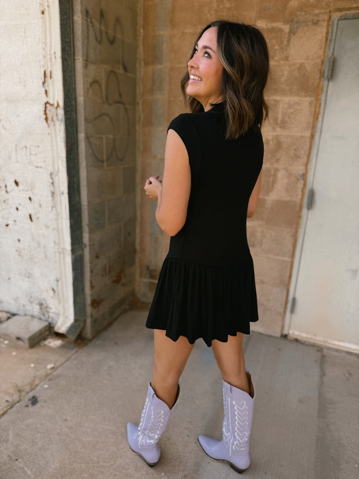 Harlowe Mock Flare Mini Knit - Black