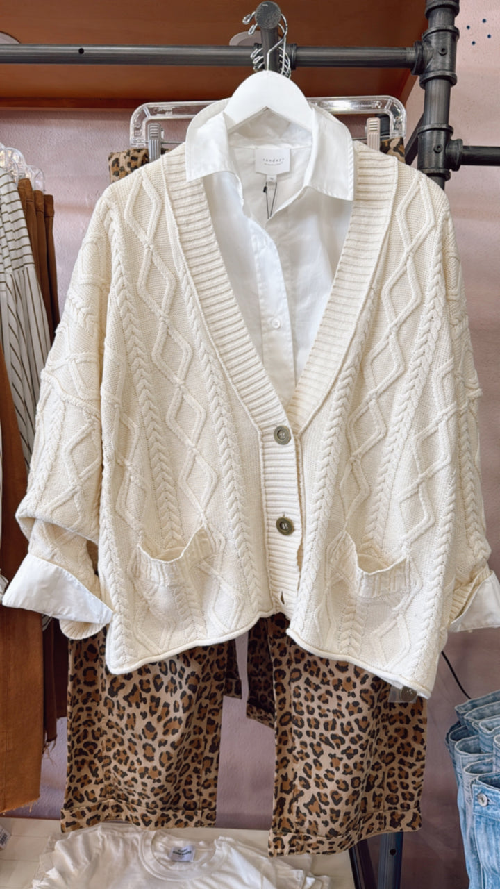 Anais Cable Knit Cardigan - Natural
