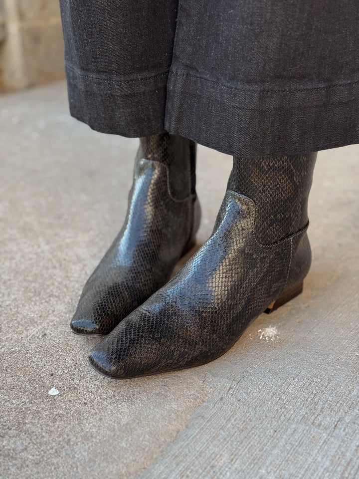 Free People | Easy Does It Vegan Snake Boots - Military Snake Print