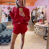 LivyLu | Signature Waffle Lounge Shorts - Red