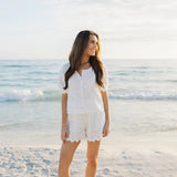 J. Marie | The Bailee Short Set - White Scalloped Embroidery