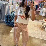 MIOU MUSE | Mini Checker Pattern Barrel Pants - Rosewood