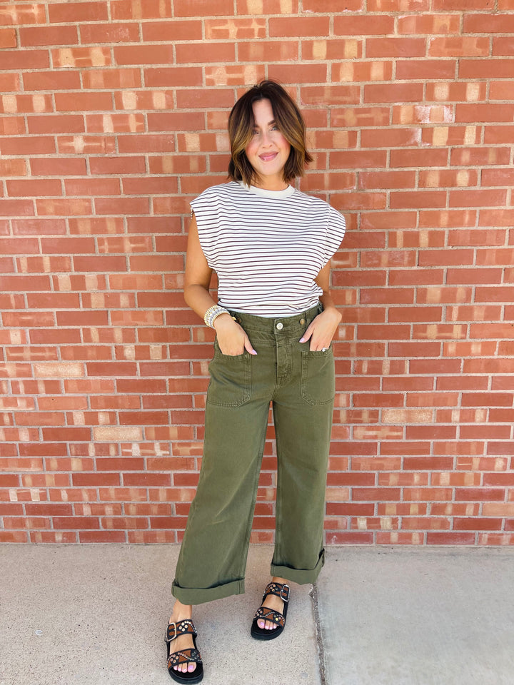 Free People | Palmer Cuffed Jean - Army