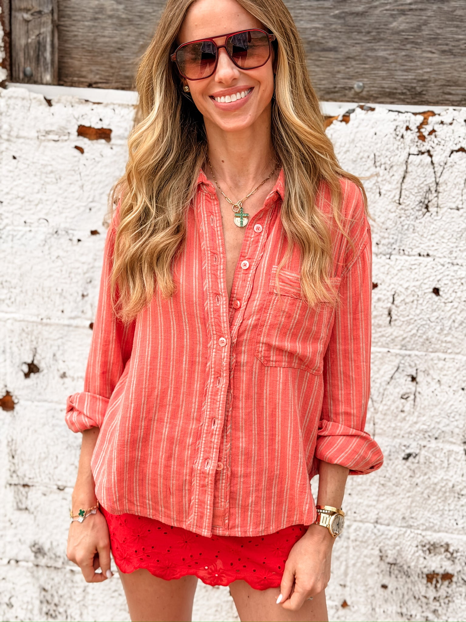Free People | Striped Linen Laurel - Cinnamon Combo