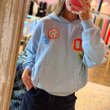 Daydreamer | Camp Patches Oversized Hoodie - Powder Blue
