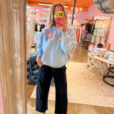 Daydreamer | Camp Patches Oversized Hoodie - Powder Blue