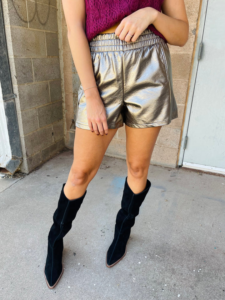 Faux Leather Short | Gunmetal