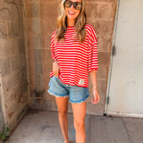 By Together | Favorite Striped Short Sleeve - Red/White