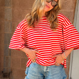 By Together | Favorite Striped Short Sleeve - Red/White