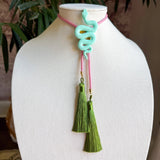 Rahya Jewelry Design | Snake Bolo - Turquoise with Bubblegum & Olive