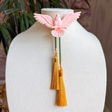 Rahya Jewelry Design | Eagle Bolo - Blush Pink with Olive & Golden Yellow