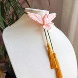 Rahya Jewelry Design | Eagle Bolo - Blush Pink with Olive & Golden Yellow
