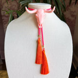 Rahya Jewelry Design | Longhorn Bolo - Blush Pink with Neon Pink & Orange