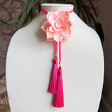 Rahya Jewelry Design | Lotus Flower Bolo Blush Pink with Neon Pink & Fuchsia
