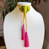 Rahya Jewelry Design | Elephant Bolo - Olive Green with Golden Yellow & Fuchsia