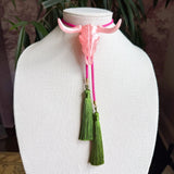 Rahya Jewelry Design | Longhorn Bolo - Quartz Pink with Fuchsia & Olive