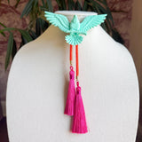 Rahya Jewelry Design | Eagle Bolo - Turquoise with Solar Orange & Fuchsia