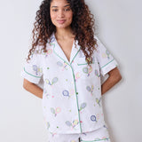 Printfresh | Embroidered Tennis Club Short PJ Set - Cloud