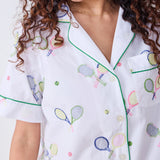 Printfresh | Embroidered Tennis Club Short PJ Set - Cloud