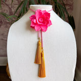 Rahya Jewelry Design | Lotus Flower Bolo Flamingo Pink with Bubblegum Pink & Golden Yellow