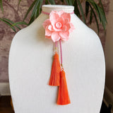 Rahya Jewelry Design | Lotus Flower Bolo Blush Pink with Bubblegum Pink & Orange