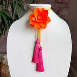 Rahya Jewelry Design | Lotus Flower Bolo Orange Citrus with Golden Yellow & Fuchsia