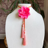 Rahya Jewelry Design | Lotus Flower Bolo Flamingo Pink with Solar Orange & Peach