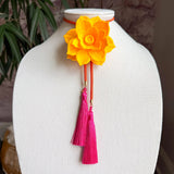 Rahya Jewelry Design | Lotus Flower Bolo Sunflower Yellow with Solar Orange & Fuchsia