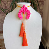 Rahya Jewelry Design | Naja Bolo Flamingo Pink with Golden Yellow & Orange