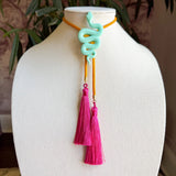 Rahya Jewelry Design | Snake Bolo - Turquoise with Golden Yellow & Fuchsia