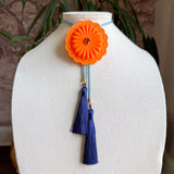 Rahya Jewelry Design | Concho Bolo - Orange Citrus with Baby Blue & Navy
