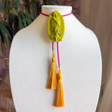 Rahya Jewelry Design | Our Lady of Glitterati Bolo Olive Green with Fuchsia & Golden Yellow