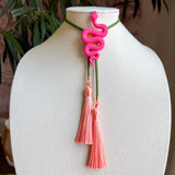 Rahya Jewelry Design | Snake Bolo - Flamingo Pink with Olive & Peach